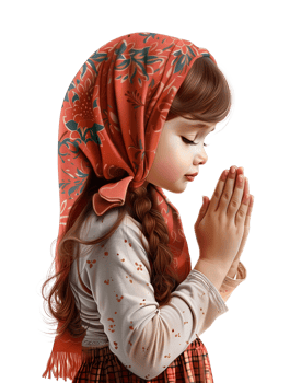 Girl Praying Side View Isolated on Transparent Background png