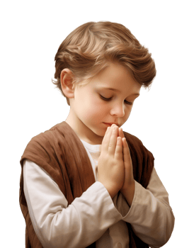 Good Boy Kid Praying Isolated on Transparent Background png