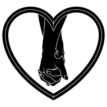 Illustration of two arms inside a heart, couple holding hands inside a heart, silhouette and lines png