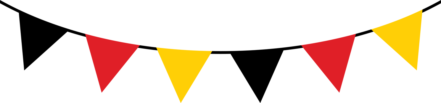 Flag of Germany triangle party bunting border. Flat design illustration. png