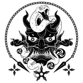 Japanese traditional demon with snake png