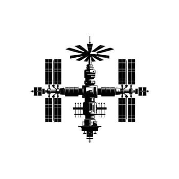Silhouette of a Space Station for Celebrating Science Fiction Day, Space Week, and Educational Events vector