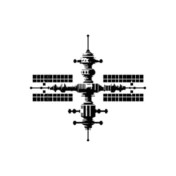 Space Station Silhouette for Science Fiction Day, Astronomy Festivals, and Space Exploration Events vector