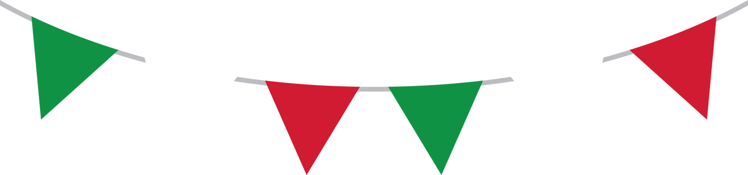 Seamless national flag of Italy triangle party bunting border. Flat illustration. png