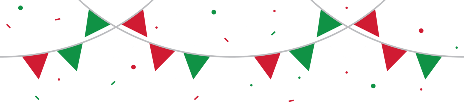 Seamless national flag of Italy triangle party bunting with confetti border. Flat design illustration. png
