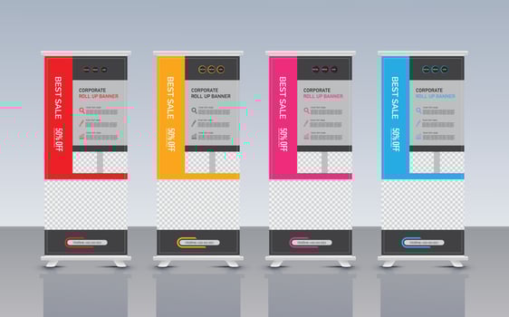 Modern geometric roll up banner template design vector