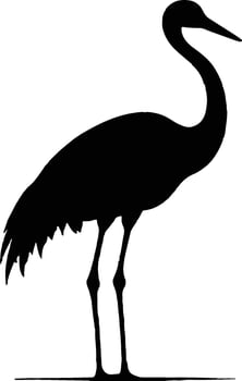 a silhouette of a crane standing on a white background vector