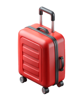 3D Red Trolley Suitcase for Travel png