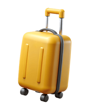 3D Yellow Trolley Suitcase for Travel png