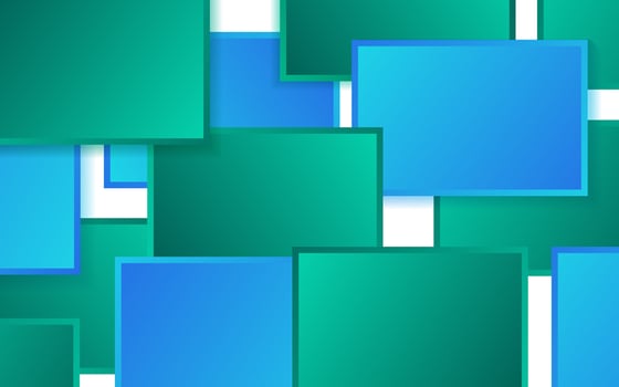 Simple abstract blue and green rectangle 3D background with overlapping shadow shapes. Simple and modern concept. vector