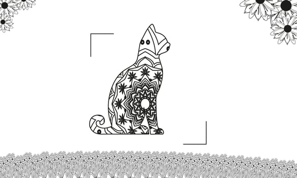 Cat coloring page vector