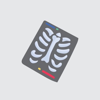 chest bone x-rays paper in flat design. vector