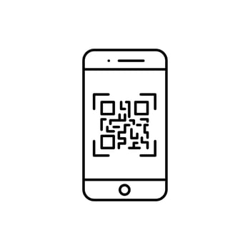 scan qr code icon, barcode scanner, phone app, thin line web symbol on white background vector