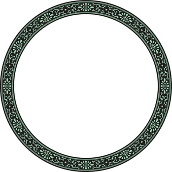 green with black frame, border, Chinese ornament. Patterned circle, ring of the peoples of East Asia, Korea, Malaysia, Japan, Singapore, Thailand. vector