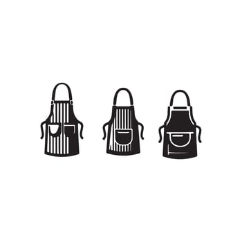 Chef apron icon set in black vector
