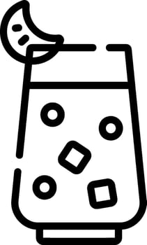 A black and white illustration of a drink with ice cubes vector