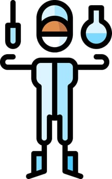 A cartoon man holding a flask and a test tube vector