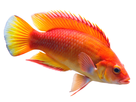Flame Wrasse fish swiming isolated on a transparent background png