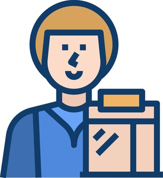 A man holding a box with a check mark on it vector