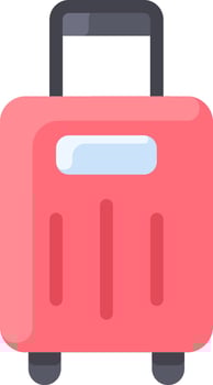 A pink suitcase with wheels on a white background vector