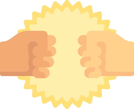 Two hands holding up a yellow star vector