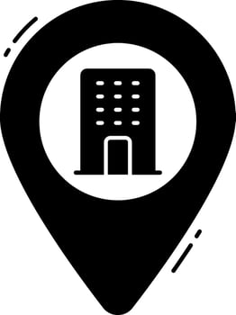 A map pointer with a building in it vector