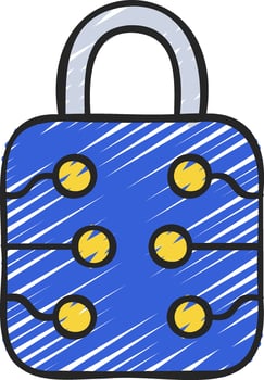 A blue padlock with yellow dots on it vector