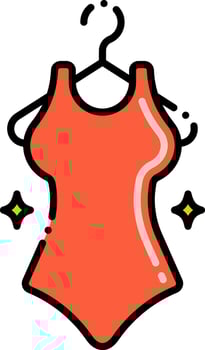 A red swimsuit on a hanger vector