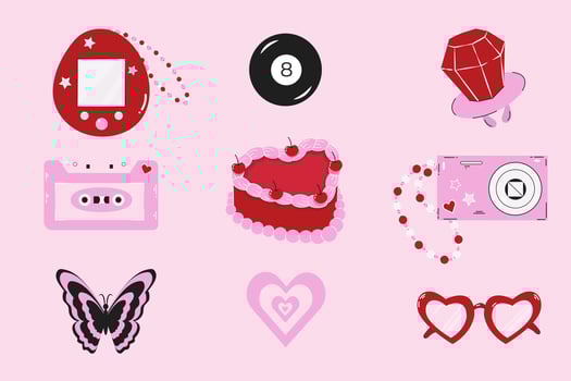 Set of elements in y2k style. vector