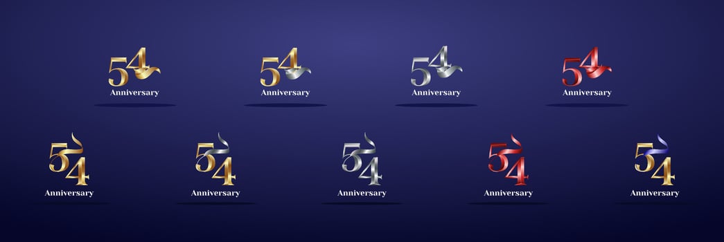 Luxury Logo 54th, 54th Elegant years happy anniversary, Creative design template for celebration, birthday, greeting and invitation. Gold color vector