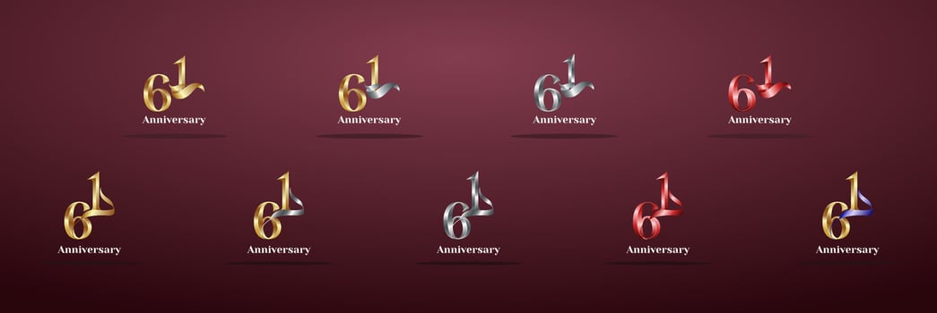 Luxury Logo 61th, 61th Elegant years happy anniversary, Creative design template for celebration, birthday, greeting and invitation. Gold color vector