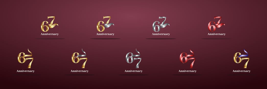 Luxury Logo 67th, 67th Elegant years happy anniversary, Creative design template for celebration, birthday, greeting and invitation. Gold color vector