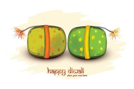 Happy diwali on fire cracker celebration background vector