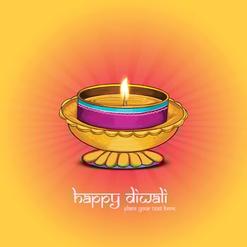 Indian style happy diwali card shiny background vector