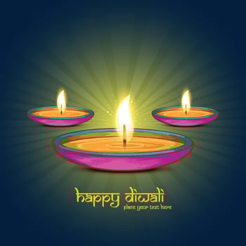 Beautiful bright colorful happy diwali decorative card background vector