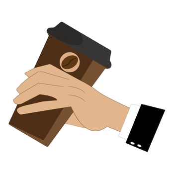 Business hand holding a hot coffee cup illustration vector