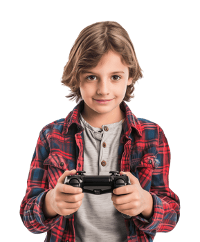 Kid Holding a Game Console Controller Playing Game Isolated on Transparent Background png