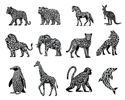 Collection Of Animal geometric pattern illustration - Geometric Animals ClipArt Design vector