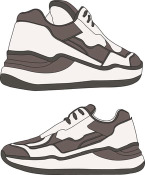 snekars flat design shoes cartoon design, shoes fashion illustration full color, sneakers retro illustration vector