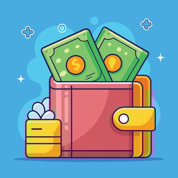 Wallet And Money Cartoon vector