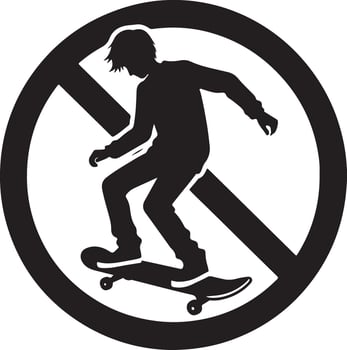 Ban Ice Skate Black Silhouette Icon Forbidden Figure Skating Pictogram Skater vector
