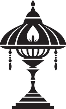 Lantern icon hand draw black colour diwali logo Image vector