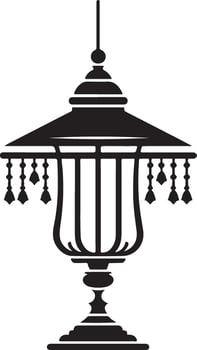 Lantern Icon hand draw black colour diwali logo vector