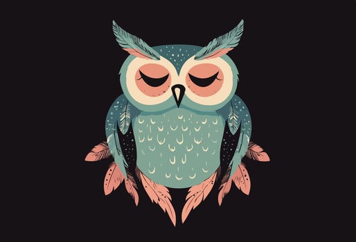 owl with closed eyes vector