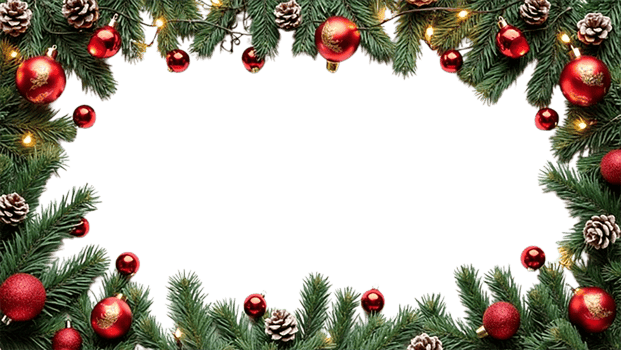 Decorative Christmas Frame with Ornaments png