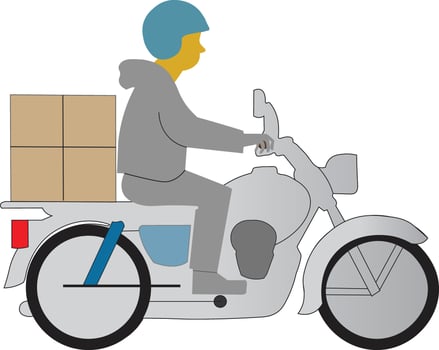 an illustration of a delivery man riding bike vector