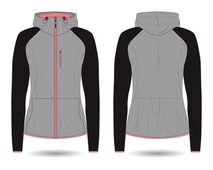 Women's hoodie jacket mockup front and back view vector