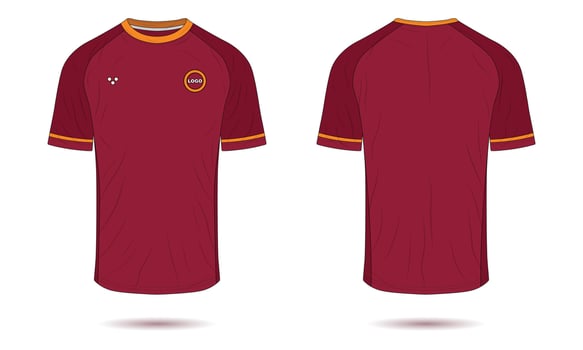 Short sleeve maroon jersey t-shirt mockup vector