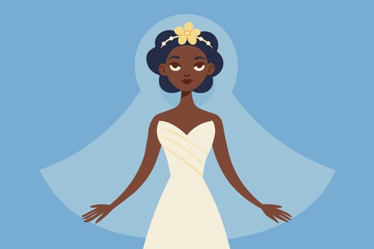 Illustration of beautiful bride wearing wedding white dress vector