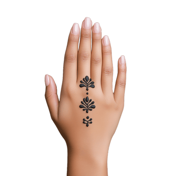 Elegant hand with intricate henna design on fingertips and back against a transparent background, showcasing artistry and cultural beauty png
